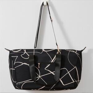 Mali & Lili Black and White Geometric Print Weekender Bag, NWT, MSRP $128
